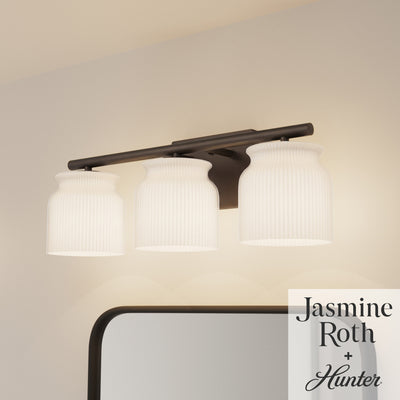 Harlowe 22-inch 3-light Matte Bronze Vanity Light with Cased White Glass