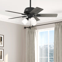 44 inch Crystal Peak Matte Black Ceiling Fan with LED Light Kit and Pull Chain