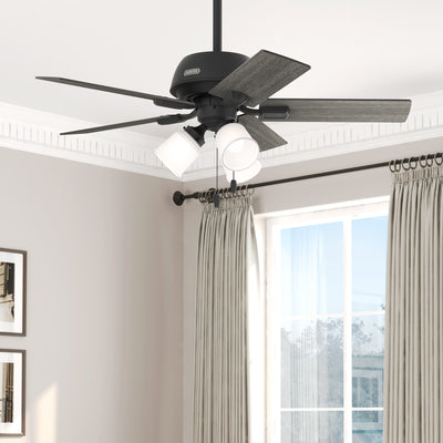 44 inch Crystal Peak Matte Black Ceiling Fan with LED Light Kit and Pull Chain
