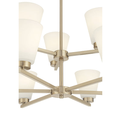 28.5-inch Strayhan Modern Gold 9-Light White Frosted Glass Chandelier