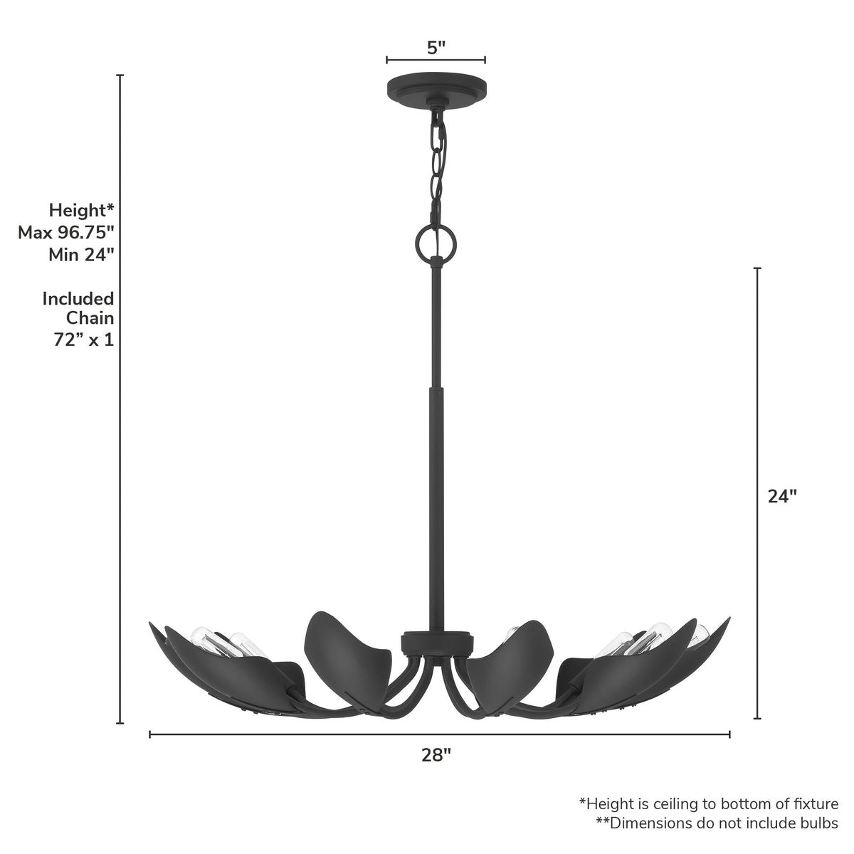 Juneway 28-inch 10-light Matte Black Chandelier with Matte Black Metal Shade