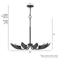 Juneway 28-inch 10-light Matte Black Chandelier with Matte Black Metal Shade
