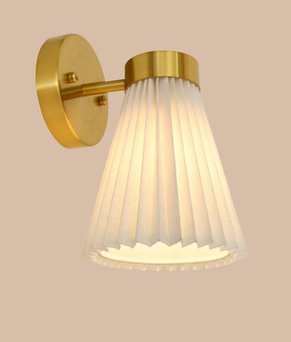 Amore 1 Light Aged Brass Linen Wall Sconce with White Shade