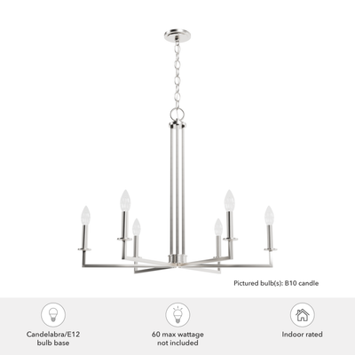 Bearden 30-inch 6-light Brushed Nickel Chandelier
