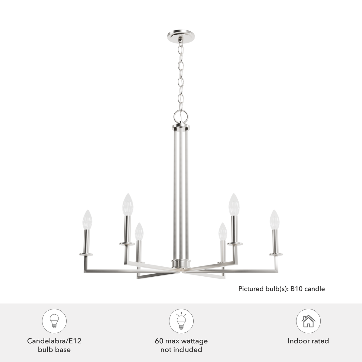 Bearden 30-inch 6-light Brushed Nickel Chandelier