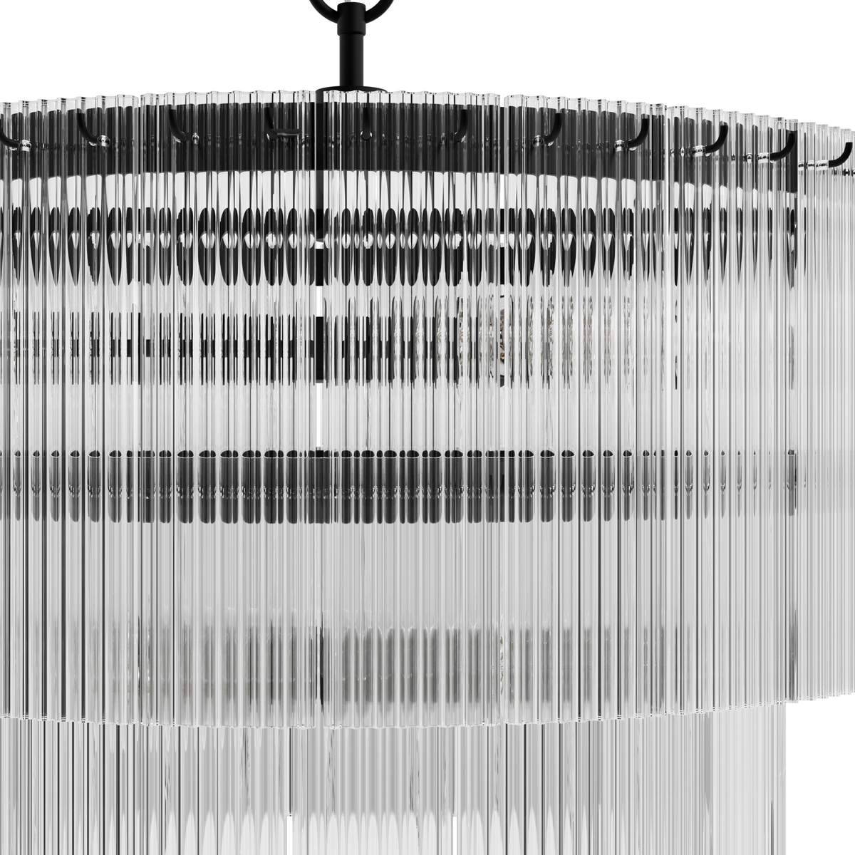 Ontario 24-inch 6-light Matte Black Drum Chandelier with Clear Glass