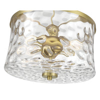 13'' Clarvyn Vintage BrassClear Stone Water 2 Light Semi-Flush Mount