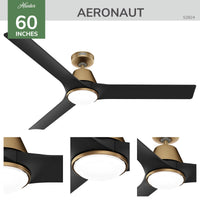 60 inch Aeronaut Wi-Fi ENERGY STAR® Luxe Gold Damp Rated Ceiling Fan with LED Light Kit and Handheld Remote
