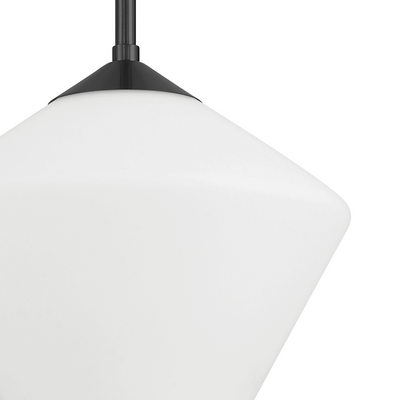 Celestial Valley 10-inch 1-light Matte Black Pendant with Cased White Glass