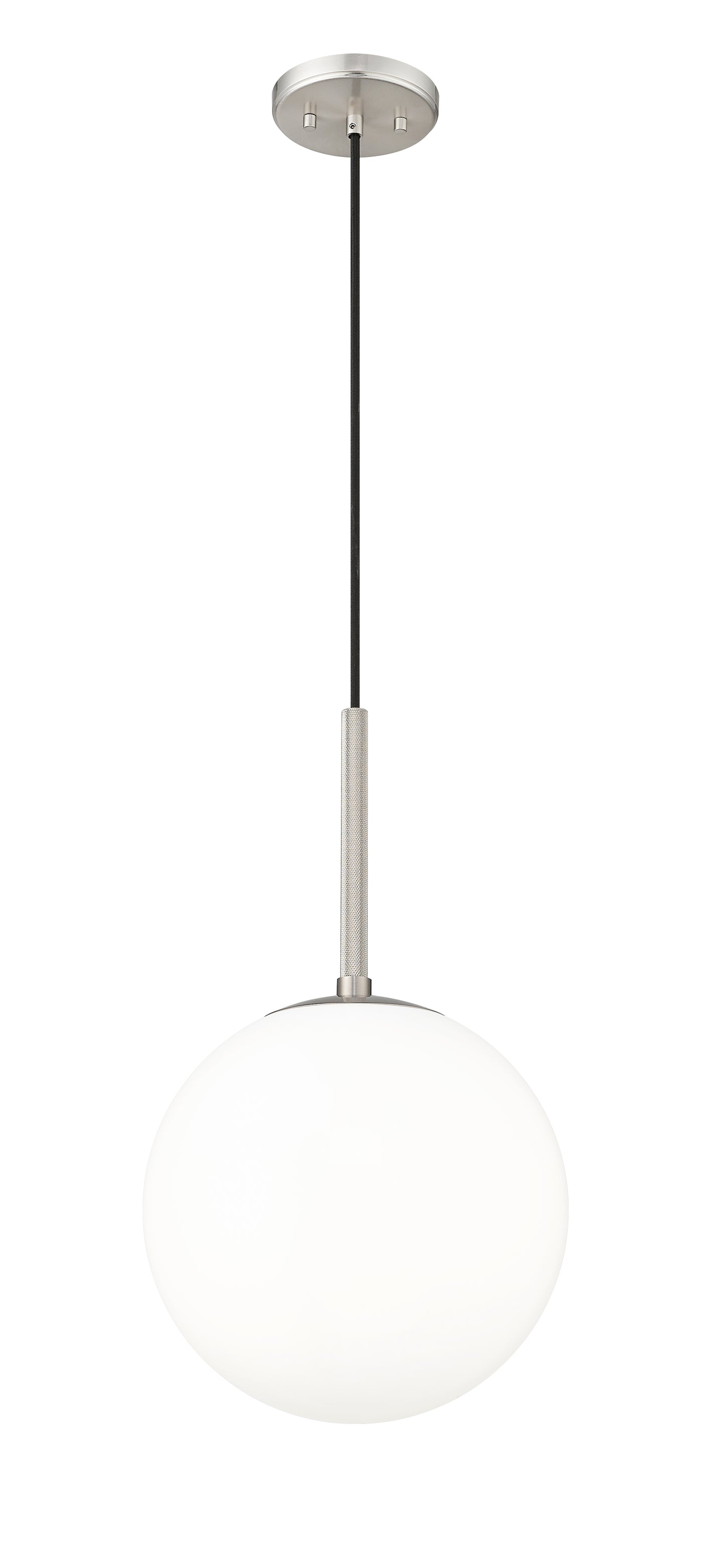 12-inch Kairo Brushed Nickel 1-Light Shiny Opal Glass Pendant Light