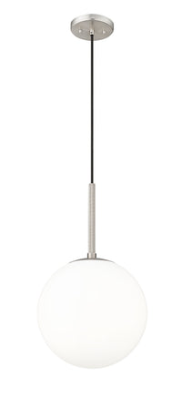 12-inch Kairo Brushed Nickel 1-Light Shiny Opal Glass Pendant Light