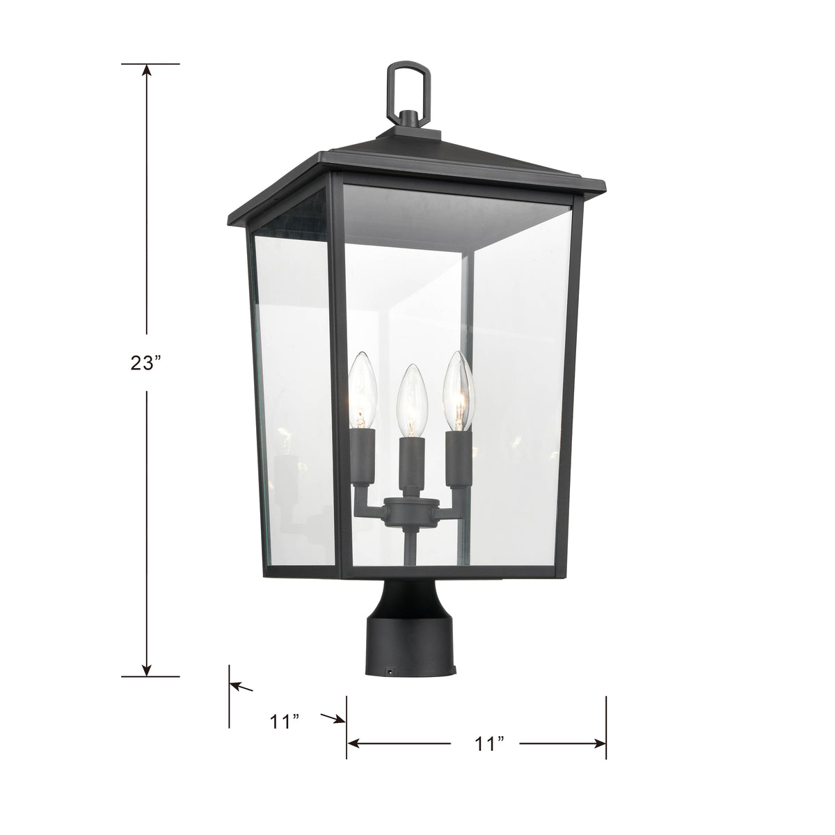 23'' Fetterton Powder Coated Black 3 Light Post Lantern