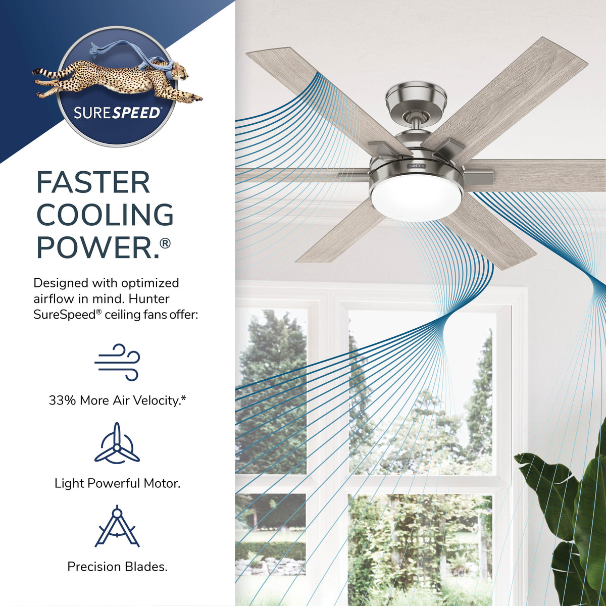 52 inch Georgetown ENERGY STAR® HunterExpress Brushed Nickel Ceiling Fan with LED Light Kit and Handheld Remote