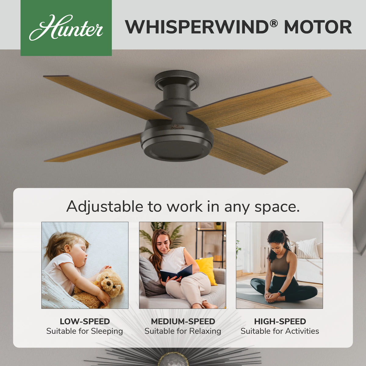 52 inch Dempsey Noble Bronze Low Profile Ceiling Fan and Handheld Remote