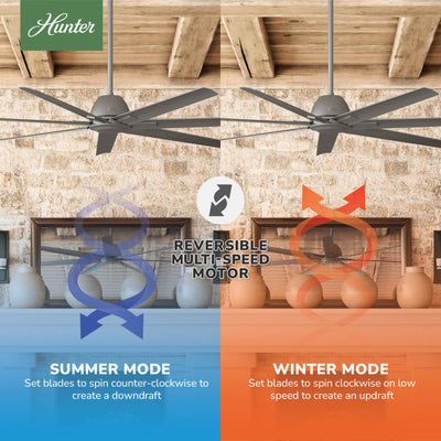 72 inch Downtown ENERGY STAR® Matte Silver Damp Rated Ceiling Fan and Wall Control