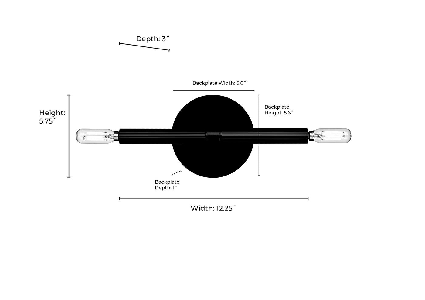 12.25'' Skyva Matte Black 2 Light Wall Sconce