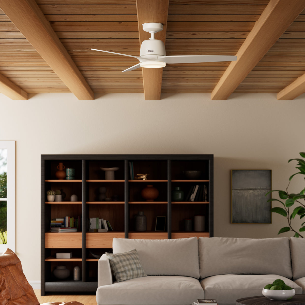 52 inch Malden Matte White Ceiling Fan with LED Light Kit and Handheld Remote