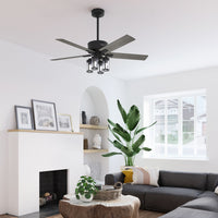 52 inch Astwood II  Matte Black Ceiling Fan with LED Light Kit and Handheld Remote