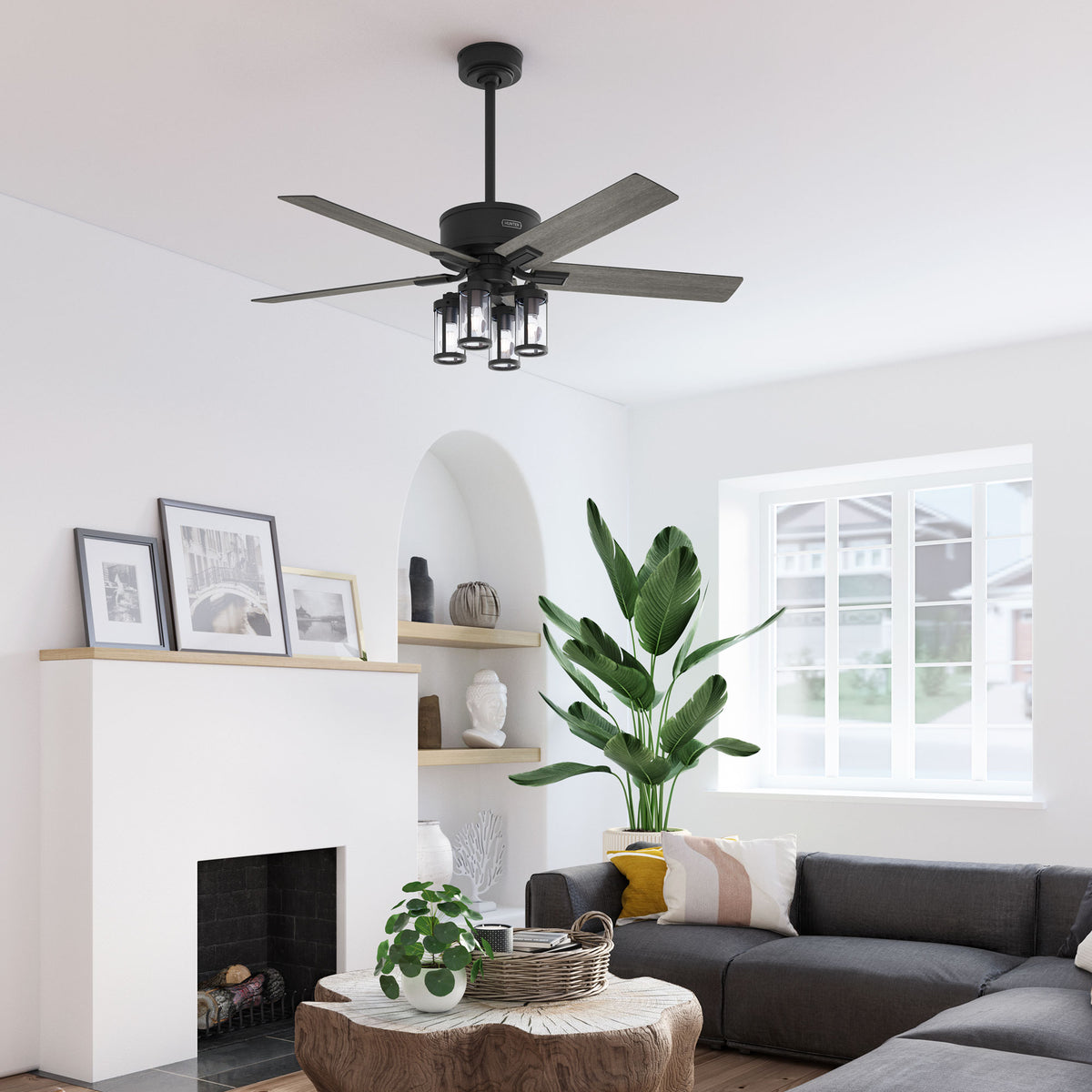 52 inch Astwood II  Matte Black Ceiling Fan with LED Light Kit and Handheld Remote