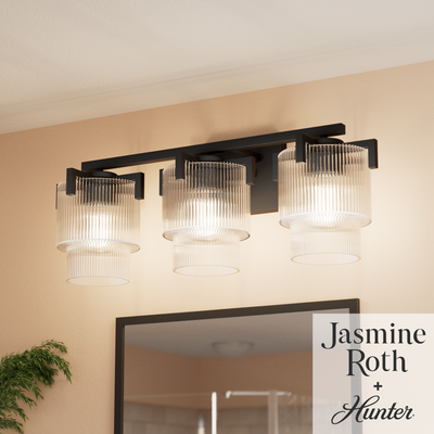 Ontario 24-inch 3-light Matte Black Vanity Light with Clear Glass