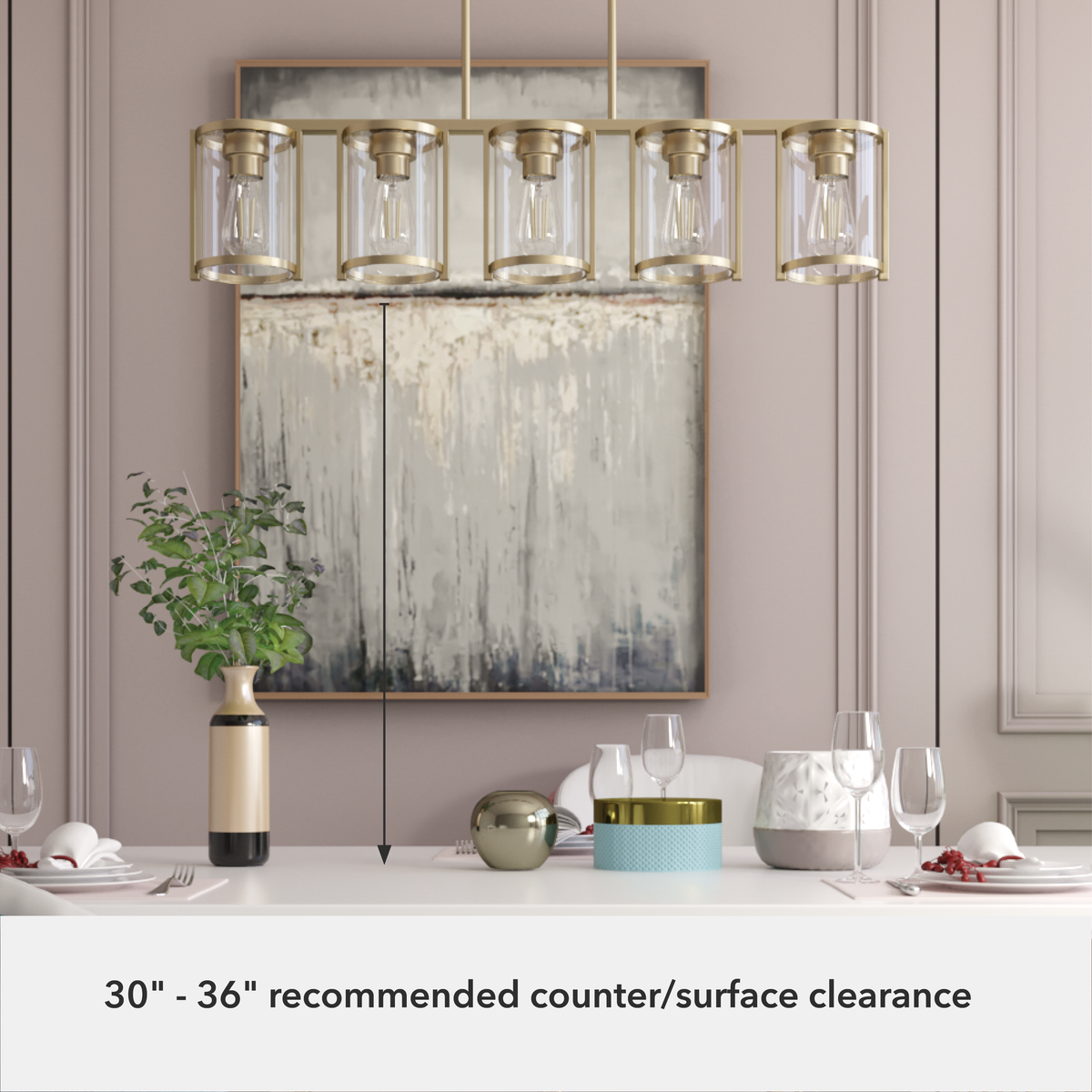 Astwood 39-inch 5-light Alturas Gold Linear Chandelier with Clear Glass