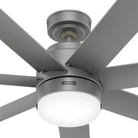 52 inch Brazos ENERGY STAR® Matte Silver Damp Rated Ceiling Fan with LED Light Kit and Handheld Remote