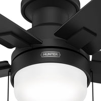 52 inch Anisten Matte Black Low Profile Ceiling Fan with LED Light Kit and Pull Chain