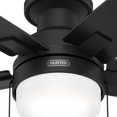 52 inch Anisten Matte Black Low Profile Ceiling Fan with LED Light Kit and Pull Chain