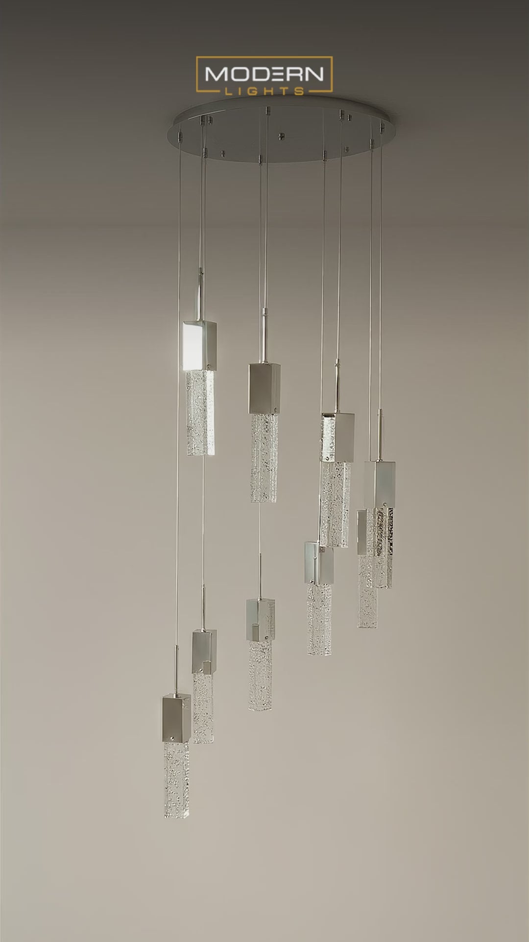 Load video: Sparkling Night LED Chandelier with 9 Spiral Lights