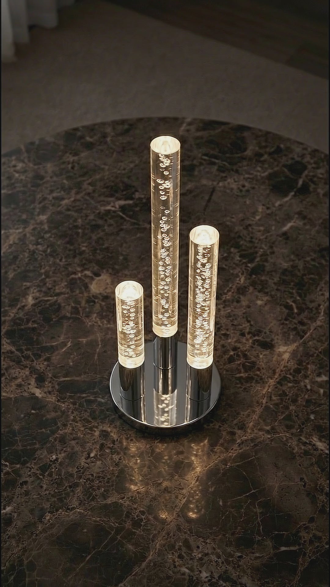Load video: Acrylic 3 Cylinder Table Lamp