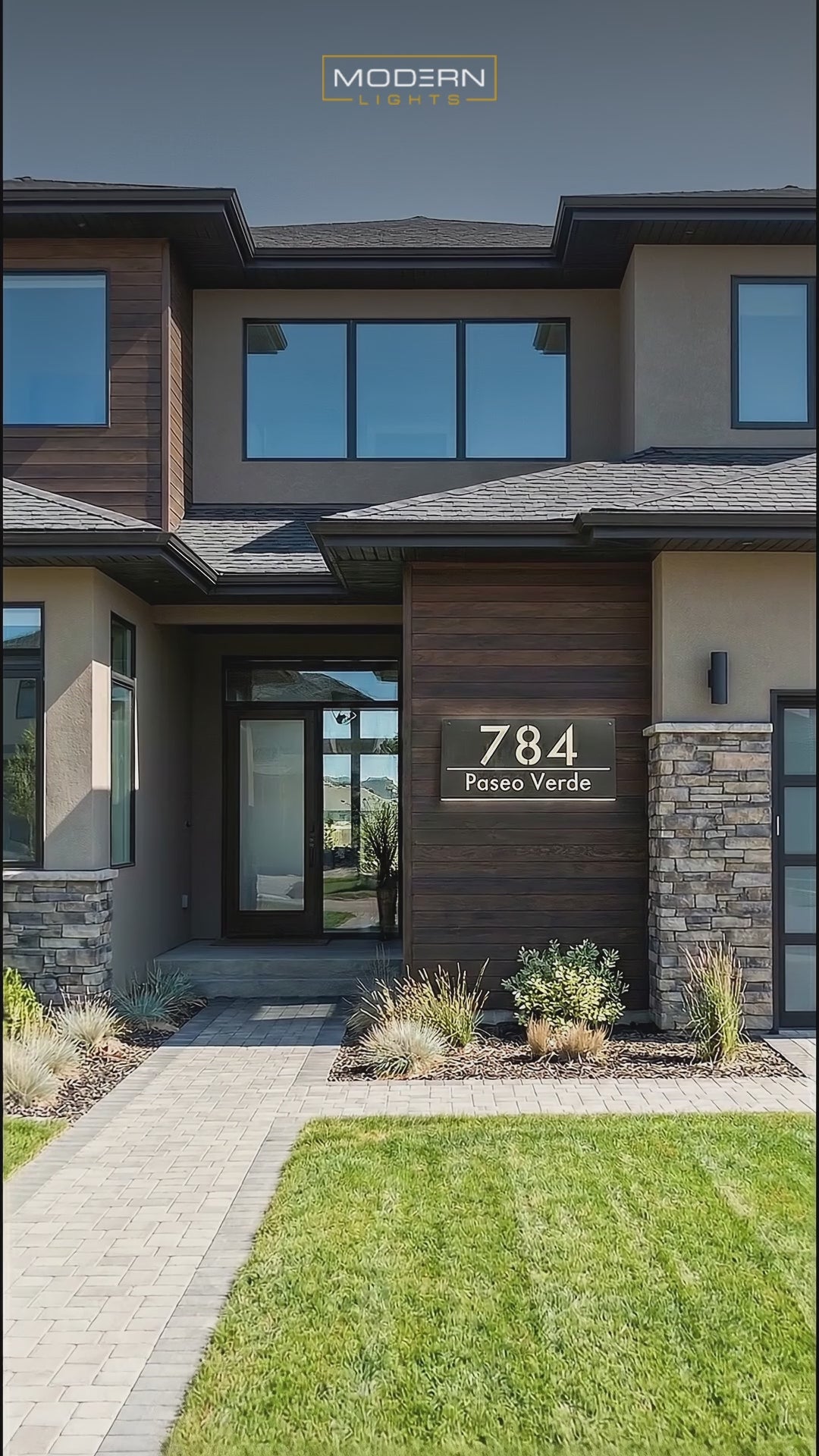 Load video: Modern LED Address Plaque with Custom House Number – Personalized Lighted Sign for Home