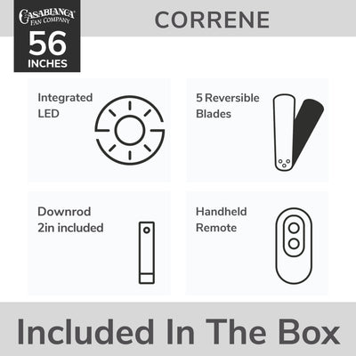 Casablanca 56 inch Correne Brushed Nickel Ceiling Fan with LED Light Kit and Handheld Remote