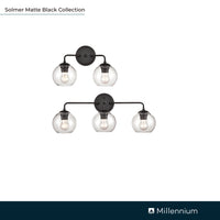 16'' Solmer Matte Black 2 Light Bath Vanity