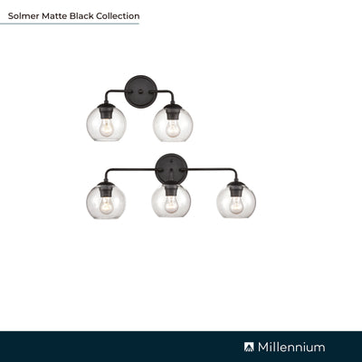 25.5'' Solmer Matte Black 3 Light Bath Vanity