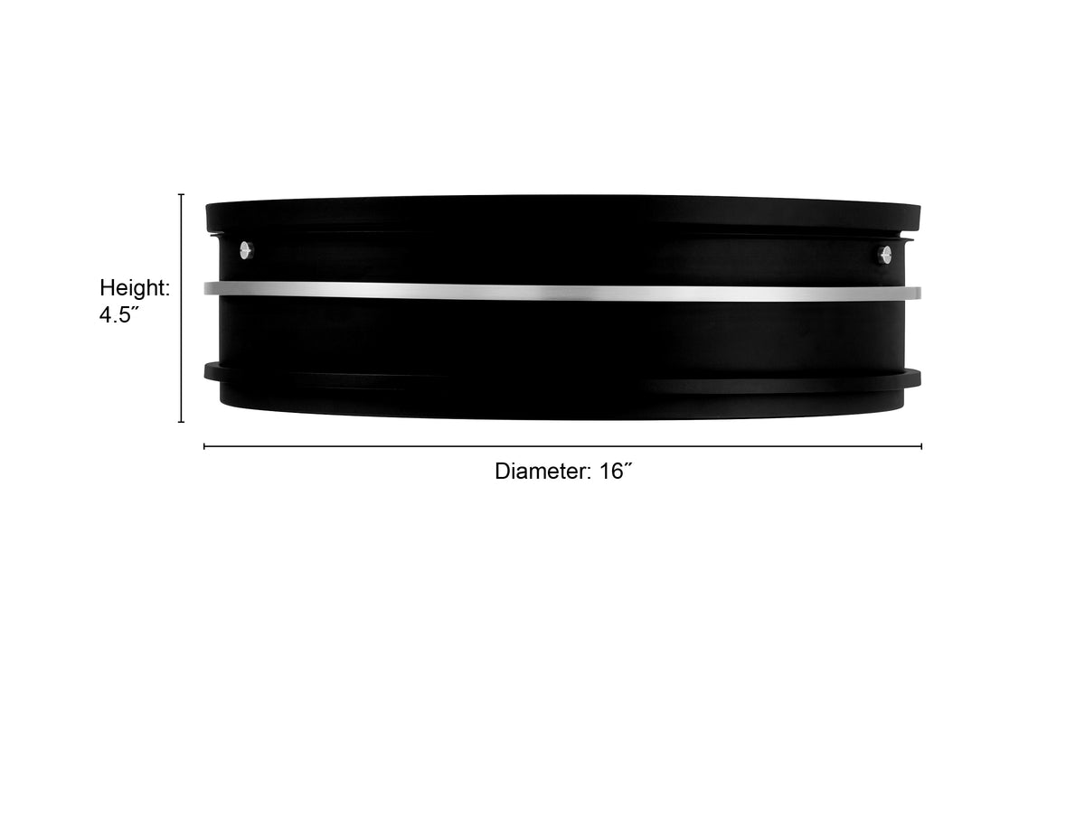 4.5'' Stralara Matte Black 3 Light Flush Mount