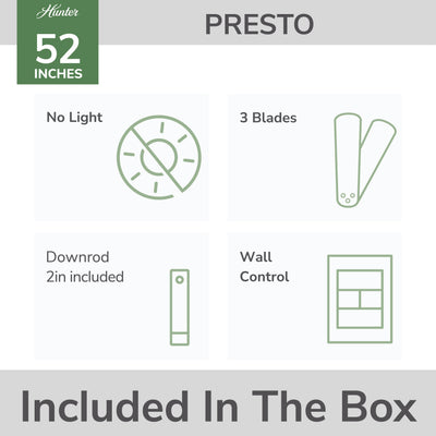 52 inch Presto Matte Nickel Ceiling Fan and Wall Control