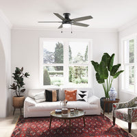52 inch Anisten Matte Black Low Profile Ceiling Fan with LED Light Kit and Pull Chain