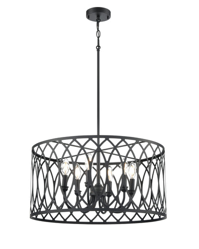 12'' Arelyn Matte Black 6 Light Pendant