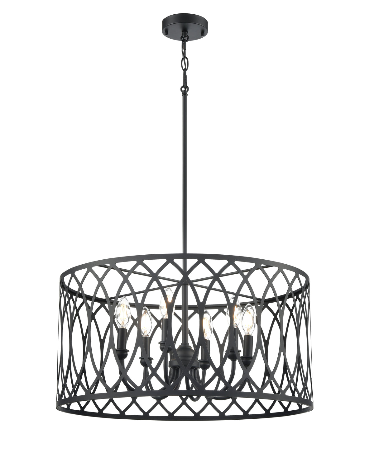 12'' Arelyn Matte Black 6 Light Pendant