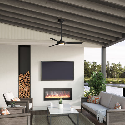 44 inch Zentech Wi-Fi ENERGY STAR® Matte Black Damp Rated Ceiling Fan with LED Light Kit and Handheld Remote
