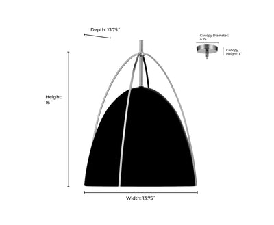 16'' Pomelle Matte Black 1 Light Pendant