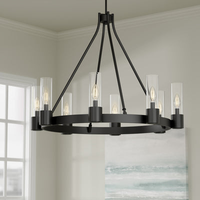 26.25'' Evandrel Matte Black 8 Light Chandelier