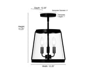 15.25'' Adabella Polished NickelClear 3 Light Semi-Flush Mount
