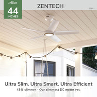 44 inch Zentech Wi-Fi ENERGY STAR® Fresh White LED Damp Rated Ceiling Fan Handheld Remote