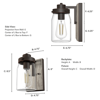 Devon Park 8.5-inch 1-light Onyx Bengal and Barnwood Wall Sconce with Clear Glass