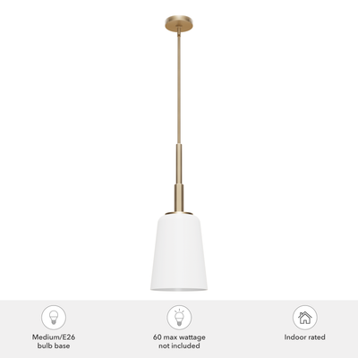 Nolita 9.25-inch 1-light Alturas Gold Pendant with Cased White Glass