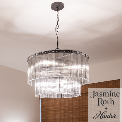 Ontario 24-inch 6-light Matte Black Drum Chandelier with Clear Glass