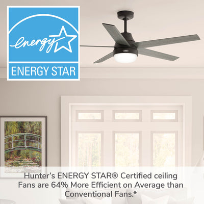 60 inch Aerodyne Wi-Fi ENERGY STAR® Matte Black Ceiling Fan with LED Light Kit and Handheld Remote