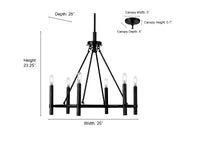 23.25'' Skyva Matte Black 6 Light Chandelier