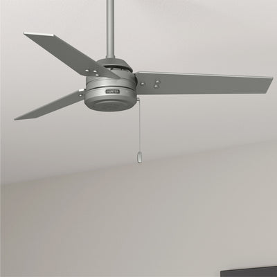 44 inch Cassius Matte Silver Damp Rated Ceiling Fan and Pull Chain
